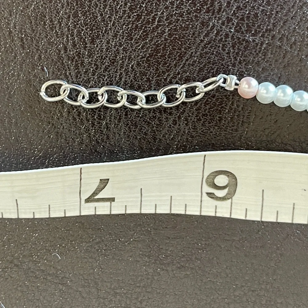 Faux pearl bead First Communion child bracelet with adjustable links